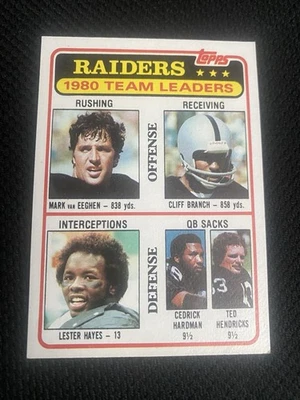 1981 Topps - Team Leaders Ted Hendricks, Cliff Branch, Mark van Eeghen #359🔥 - Image 1 of 2
