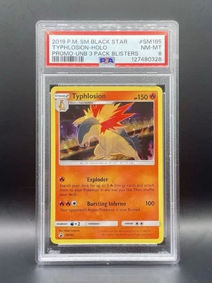 PSA 8 Typhlosion SM185 Sun & Moon Black Star Promo Cosmos Holo Pokemon TCG NM/M - Image 1 of 2