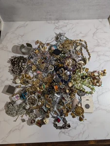 VINTAGE!! Costume Jewelry, Pins, Rings, Coins Lot  Estate 4 Pounds Unsearched - Picture 1 of 16