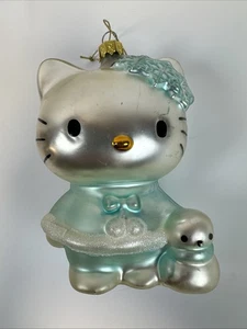 Vintage Sanrio Hello Kitty Christmas Ornament With Aqua Blue Outfit 2001 - Picture 1 of 10