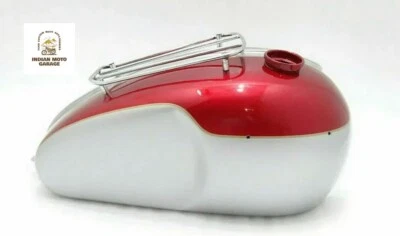 FIT FOR Triumph T120 BONNEVILLE 3.5 Gallon Cherry & Silver Steel Petrol Tank - Image 1 of 4