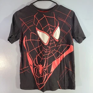 Marvel Boys Spiderman T-Shirt Boys Sz L (10/12) Black w/ Red Web Spider Face - Picture 1 of 9