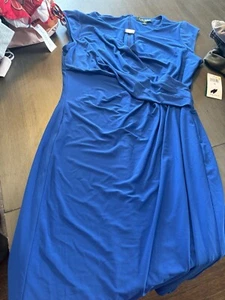 Lauren Ralph Lauren Blue Sheath Dress Cutout Knee Length Stretch Size 10 NWT - Picture 1 of 4