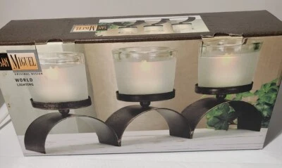 San Miguel Classic Modern Lighting Centerpiece Metal And Glass NIB - Image 1 of 2