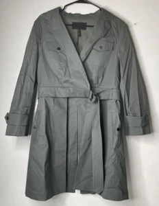 Neu mit Etikett BCBGMAXAZRIA Gr. L OPEN-PANEL MIT GÜRTEL TWILL TRENCHJACKE ROLLE GRAU - Bild 1 von 12