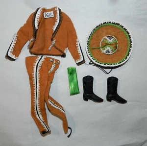 Vintage Ken Doll Clothing - Mexican Outfit with Boots, Hat, Cumberbund, Pants, J - Picture 1 of 5
