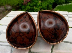 Vintage Copper Brown Teardrop Earrings Faux Stone Look Retro Bold Statement - Picture 1 of 6