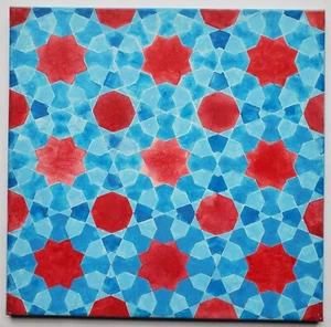 Cuadro Acrílico Constructivo Moderno Estrellas Gudrun Freder Herencia Firmado 2001 - Imagen 1 de 11