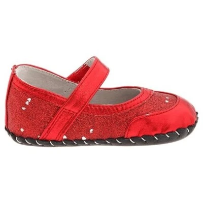 NEW pediped Originals Infant US 4 Alyssa Red Heart Glitter MJ Flat Dress Shoe - Image 1 of 4