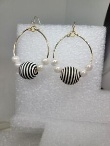Medium Beads Hoop Earrings for Women Gold Earrings Fantasy Jewelry New.