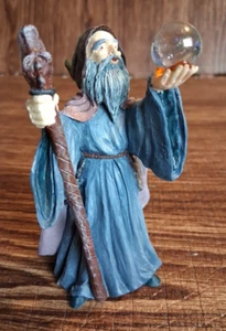 Purple Wizard with Magic Wand and Glass Ball Statue Home Decor Vintage. - Picture 1 of 6