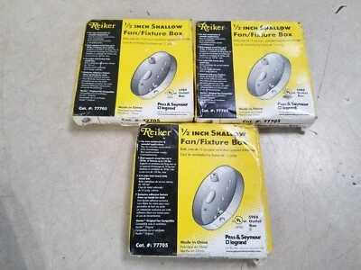 x3 Rieker 77705 Direct Mount Fan Box 6.5 Cubic Inch Metallic 1/2" Deep Building - Image 1 of 4