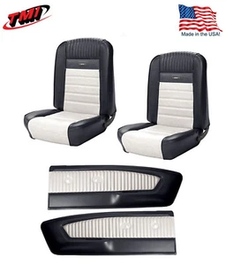 1964 - 1966 Mustang Front & Rear Deluxe PONY Upholstery  + Door Panels. B & W - Bild 1 von 24