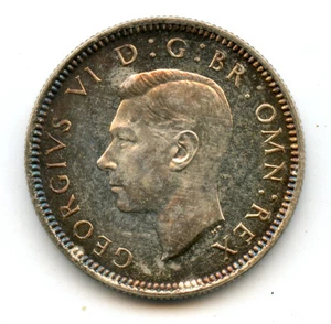 Genuine Proof Silver 1937 Great Britain 6 Pence | UNC Condition - Picture 1 of 2