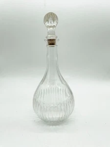 DECANTER VETRO PRESSATO VINTAGE CON TAPPO VETRO TRASPARENTE - Foto 1 di 10