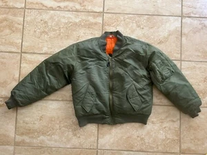 Chaqueta de aviador militar vintage MA-1 USAF talla pequeña verde oliva - Imagen 1 de 9