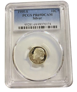 1995 S 10C Silber Roosevelt Dime Proof PCGS PR69DCAM - Bild 1 von 2