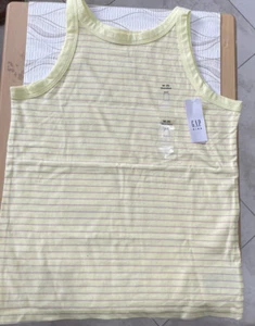 Gap Girl Citron yellow  purple  striped  Tank Top size M 8 Year 100% cotton  NWT - Picture 1 of 4