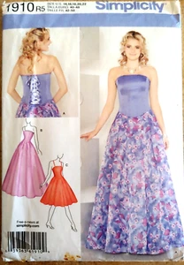 Simplicity 1910 Party Dress Prom Homecoming Gown 2 lengths Sz 14-16-18-20-22 - Picture 1 of 9