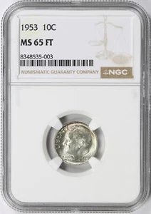 Moneda de diez centavos de plata Roosevelt 1953 10c NGC MS65 FT - Imagen 1 de 4