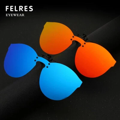 Men Polarized Flip Up Clip-on Sunglasses Night Vision Driving Fishing Glasses - Image 1 of 4