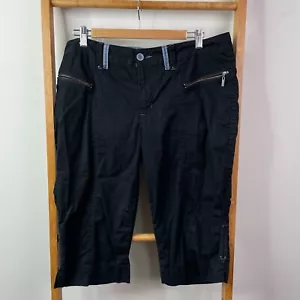 Verge Highway Shorts Womens 14/Large Black Flat Front Outdoor Zip Pocket Bermuda - Picture 1 of 9