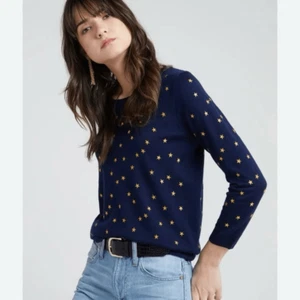 J. Crew Damenpullover klein dunkelblau 100 % Merinowolle Tippi bestickt Sterne - Bild 1 von 10