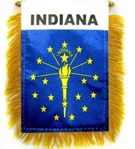 Indiana State Mini Banners Flag Car Home Window Rearview Mirror US State Mini - Picture 1 of 4
