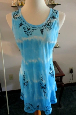 New with Tag Seven Islands Women's One Size Blue Tie Dye, Embroidered, Tunic Top - Image 1 of 4
