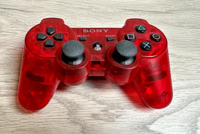 Sony Dualshock PlayStation 3 Controller Crimson Red Transparent CECHZC2E - Image 1 of 4