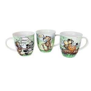 Juego de 3 tazas de porcelana de colección Enesco NICI jirafa tigre cebra animación humor - Imagen 1 de 12