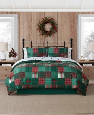 Mytex Holiday Red / Green Patchwork 8 Pc. King Comforter Set - Image 1 of 4