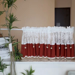 Parche de encaje cortina corta gabinete de café cortina de puerta a prueba de polvo media cortina - Imagen 1 de 16
