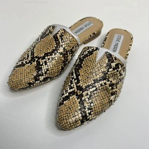 NEU Steve Madden Ally braun hellbraun Nieten Schlange Slipper flacher Absatz Pantoletten Größe 5 - Bild 1 von 7