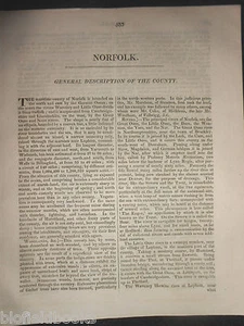 NORFOLK County - James Dugdale - 1819 - The British Traveller Disbound Section - Bild 1 von 2