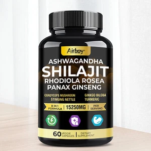 Ashwagandha, Shilajit, Ginseng, Rhodiola Rosea - Boosts Performance, Vitality - Picture 1 of 13