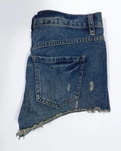 FREE PEOPLE Para Mujer Lavado Medio Algodón Denim Deshilachado Corto Talla 25 - Imagen 1 de 4