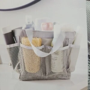 Portable Caddy Tote Organizer Indoor Outdoor Gray Mesh 9 Pockets Bathroom NEW - Picture 1 of 5