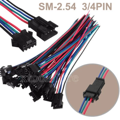 10 Sets Micro 3/4 Pin JST SM-2.54 22AWG Anschlussstecker mit Drähte Kabel 150MM - Bild 1 von 4