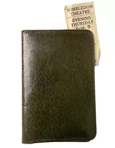 SMALL polished leather wallet vintage green and Wimbledon theatre ticket stub bd - Picture 1 of 6