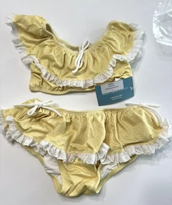 Wildling Well Dressed Wolf Yellow Polka Dot Lemonade Swim Bikini Size 8 NWT - Picture 1 of 3