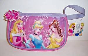 BOLSO DE MANO BOLSO DE MANO PRINCESA DISNEY rosa/púrpura con cremallera Cenicienta Aurora Bella - Imagen 1 de 3