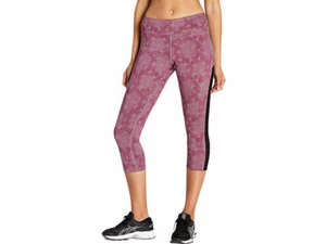 ASICS Womens Large Kate Mesh Capri Leggings Purple Pink Pattern - Picture 1 of 5