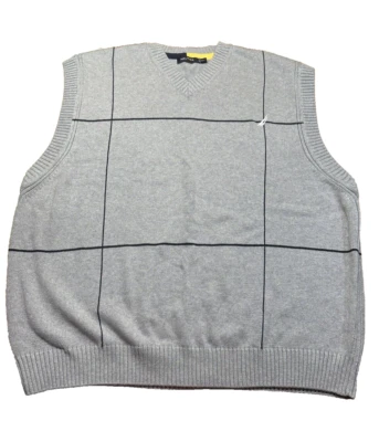 Chaleco Suéter Vintage Nautica Para Hombres - Gris Rayas 3XLT Foto 1 de 4