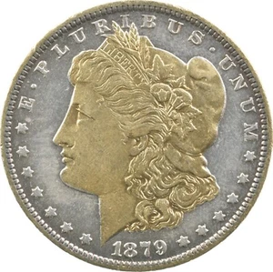 1879-O Morgan Silver Dollar Colorized Gold Plated Reverse Proof Look *0518 - Picture 1 of 3