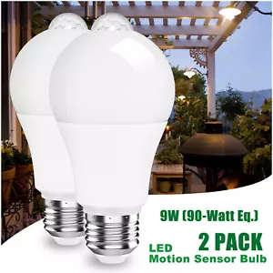 2Pack Motion Sensor LED Light Bulb 90 120 150 Watt Equivalent E26 E27 White Bulb - Picture 1 of 9