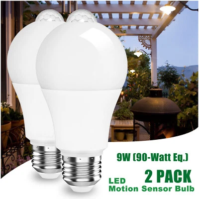 2Pack Motion Sensor LED Light Bulb 90 120 150 Watt Equivalent E26 E27 White Bulb - Image 1 of 4