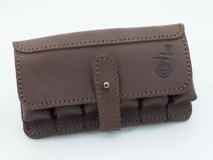 Cartridge case for 6 bullets 12 gauge leather brown. NO BELT INCLUDED - Picture 1 of 4