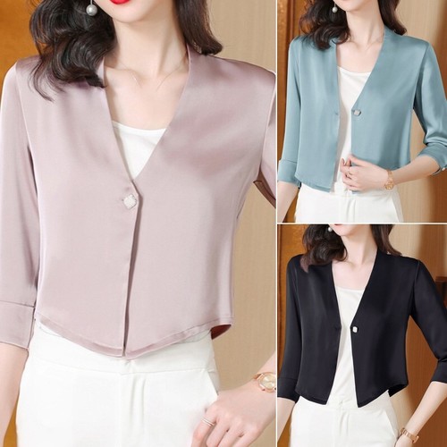 VETEMENTS Blazer donna corto raso tuta giacca cappotto un bottone manica 3 4 ufficio casual