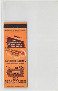 THE STEAK RANCH Fort Des Moines, Iowa ca 1960s Vintage Matchbook Cubierta - Imagen 1 de 1